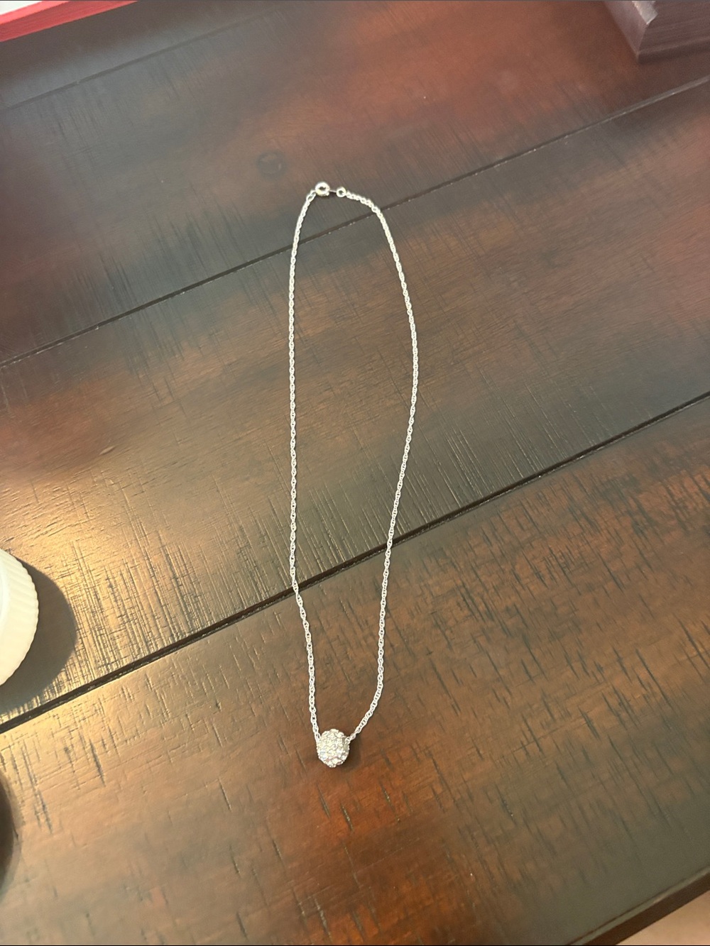Delicate Silver Pendant Necklace with Crystal Ball